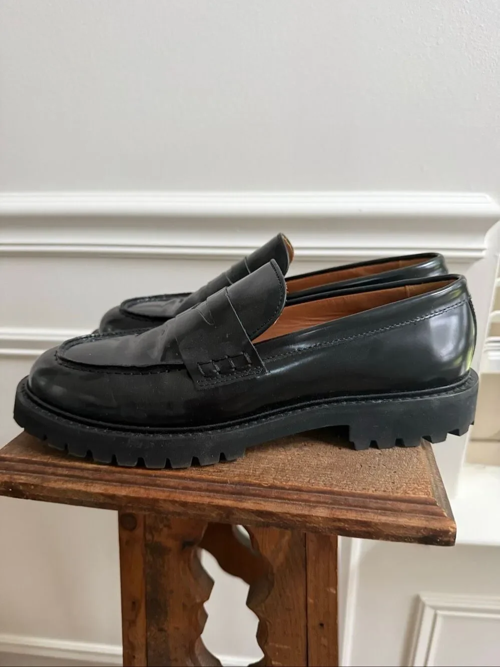 Thursday Boot Co Penny Lug Sole Loafer Leather Black $148 8.5